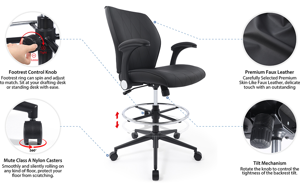 Details - Drafting Chair - Office Chair - Drafting Stool