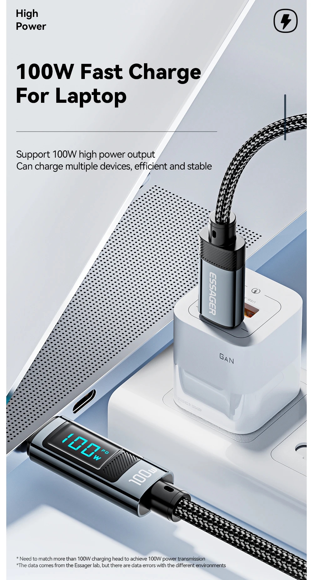 USB C Cable with LED Display