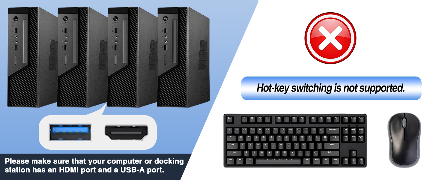 4 Port HDMI KVM Switch 1 Monitors 4 Computers - 4K@60Hz KVM Switcher with USB 2.0, 1 Keyboard 4 Comp
