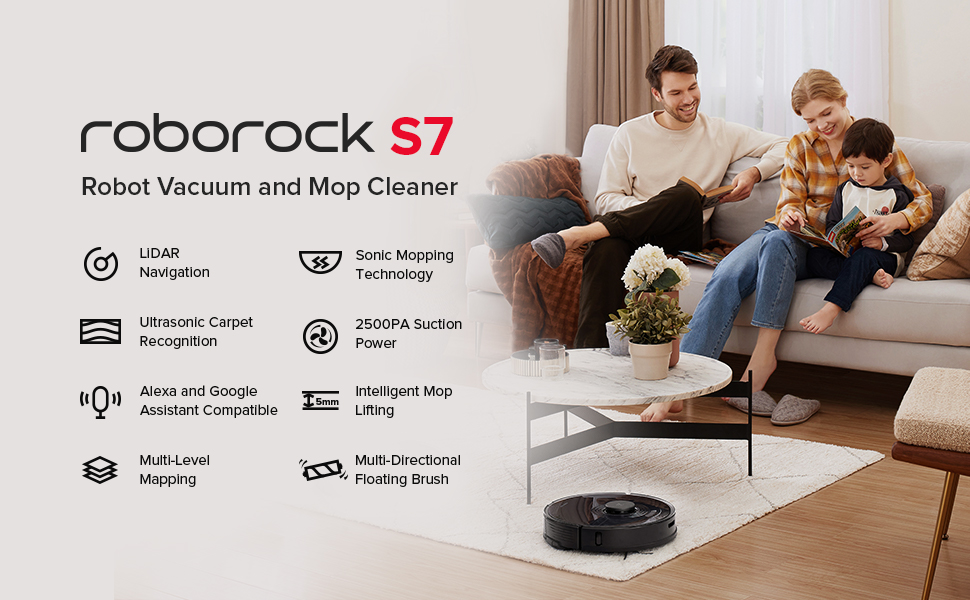 dinero Auckland comentario Roborock S7 Robot Vacuum and Mop, 2500PA Suction & Sonic Mopping, Robotic  Vacuum Cleaner with Multi-Level Mapping, Works with Alexa, Mop Floors and  Vacuum Carpets in One Clean, Perfect for Pet Hair