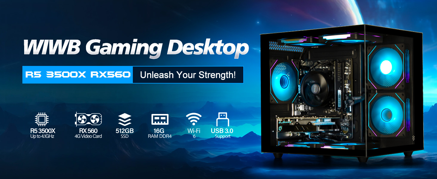 LXZ Gaming PC Desktop, AMD Ryzen 5 3500X 6-core 6 thread(up to 4.1