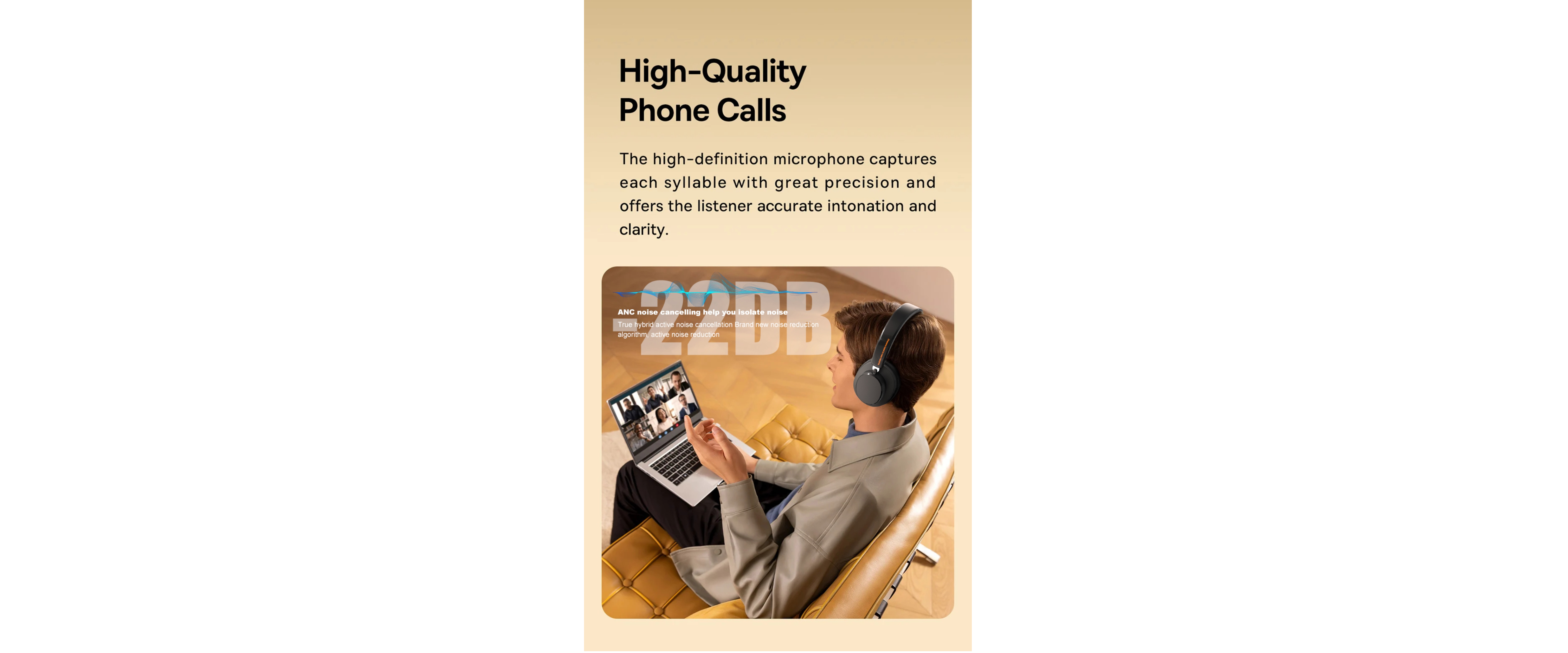 Anivia ANC500 headphones, 22dB ANC active noise cancellation, HD microphone, clear video call