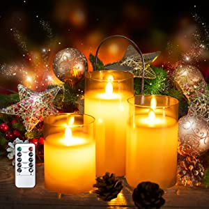 LED Christmas Candles With Flickering Flames Timer Remote NewYear Home  Decoration Battery Operated Candle Birthday Fake Candles