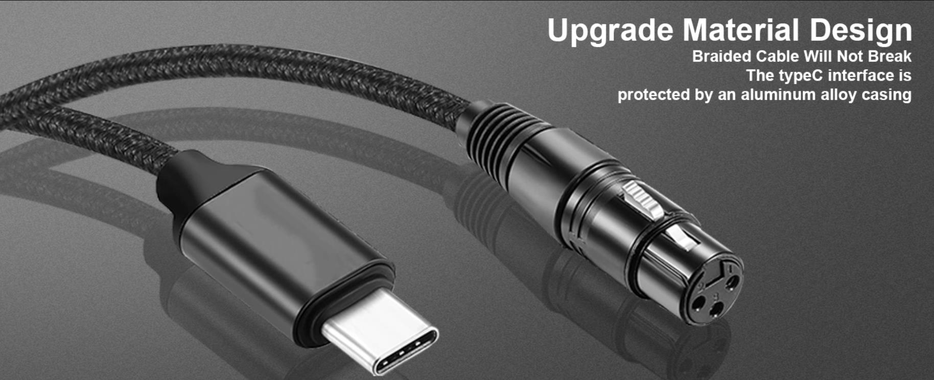 XLR Female to USB C Microphone Audio Cable, USB Type-C to XLR Microphone Cable Adapter for Audio Rec