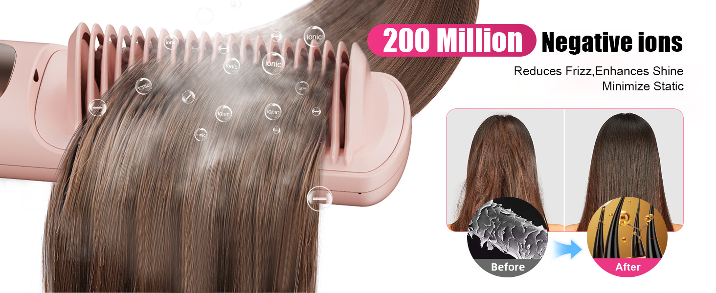 200 million negative ions reduce frizz, enhance shine, and minimize static electricity.