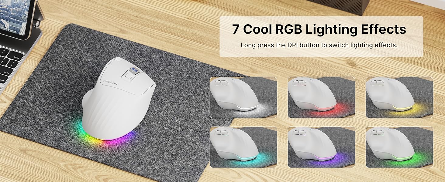 Ergonomic Wireless Mouse, 2.4G & Bluetooth Wireless Mouse for Laptop, Silent Click Dual-Mode