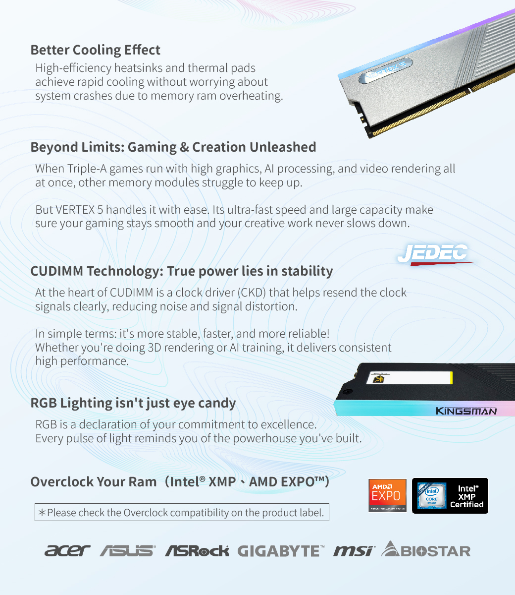 CUDIMM, RGB, 24GB, 8400, KINGSMAN, AITC, UDIMM