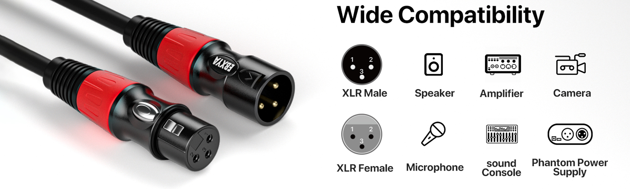 The self-locking connector -EBXYAXLR female to male cable adopts a self-locking design
