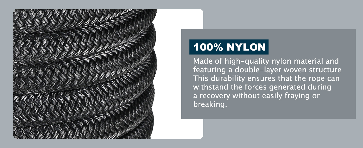 GODIAG 1"×30ft Kinetic Recovery Tow Rope (36500lbs) Heavy Duty Energy Rope with 2 Soft Shackles