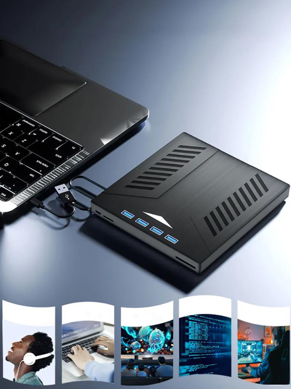 1. 1*USB3.0 + 3*USB2.0 + 1*SD + 1*TF 2. Equipped with USB 3.0 and Type-C interface 3. Data transmiss