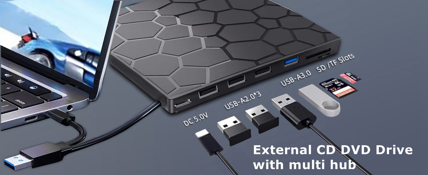 Our external drive can not only burn and read CD DVD, but also can be used as a external laptop usb