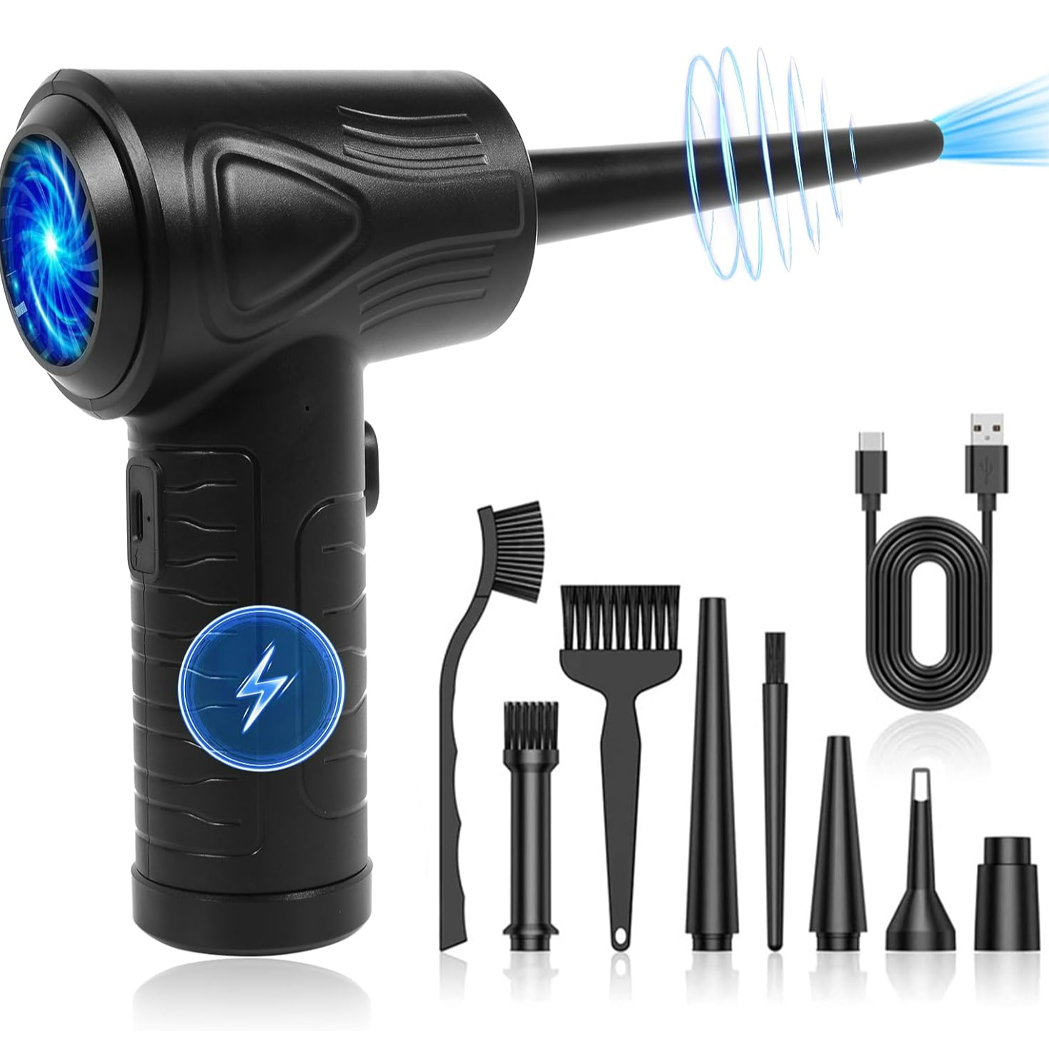 -Please do not use the air duster when charging.  -Compressed air dusters battery protection design,