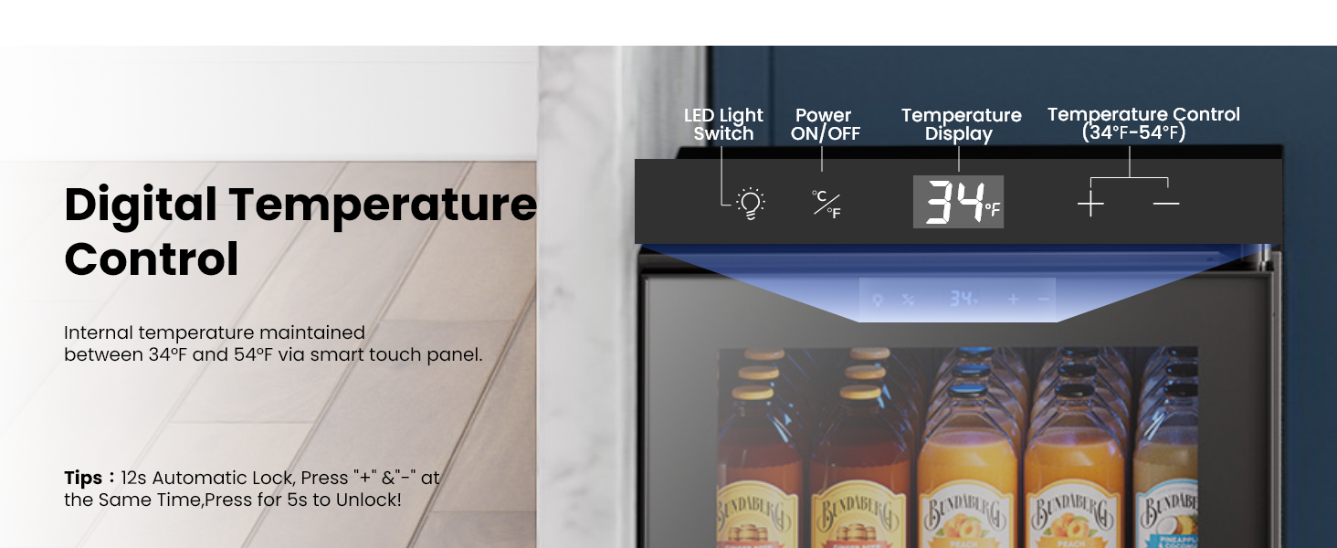 34-54°F digital temp control