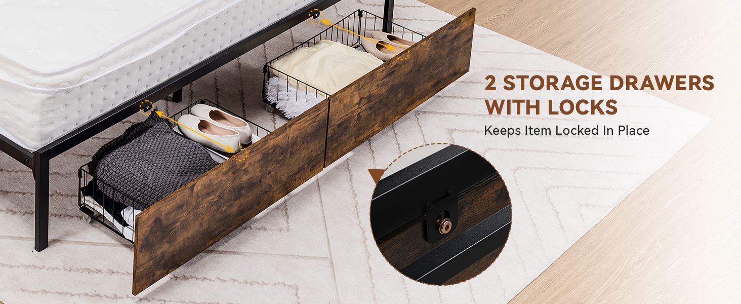 2 STORAGE DRAWERS WITH LOCKS