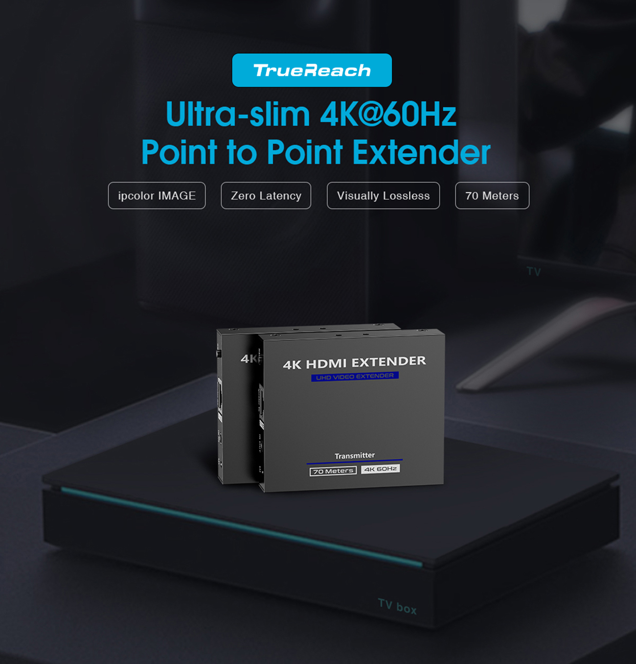 Rocstor TrueReach 4K@60Hz HDMI Extender over CAT6/CAT6a/Cat7 Ethernet Cable