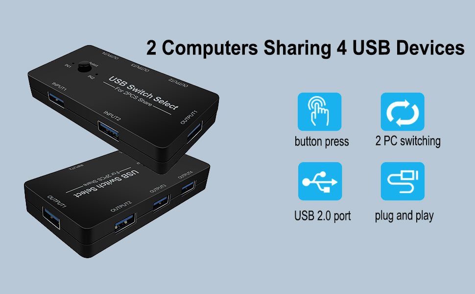 USB switcher 2 in 4 out USB