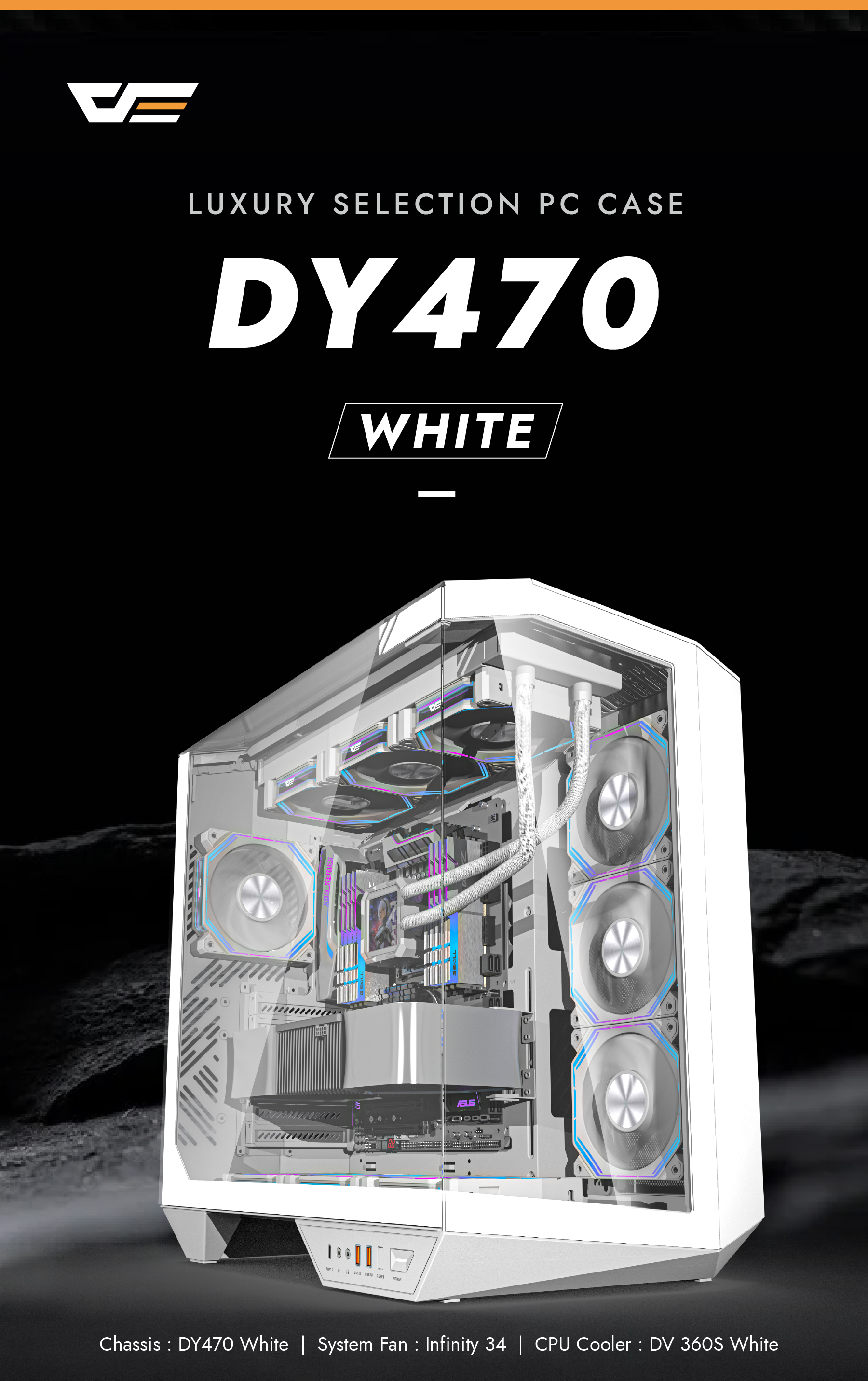 darkFlash DY470 PC Gaming Case White