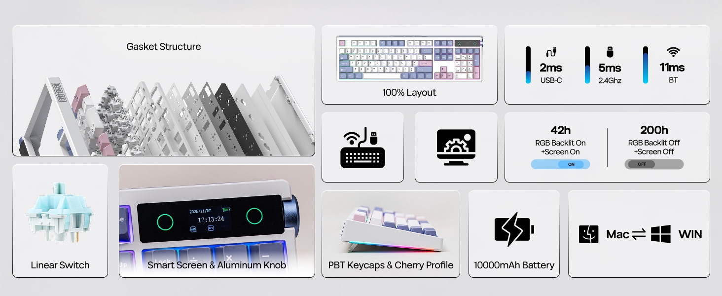 EPOMAKER TH108 PRO Full Size Mechanical Keyboard