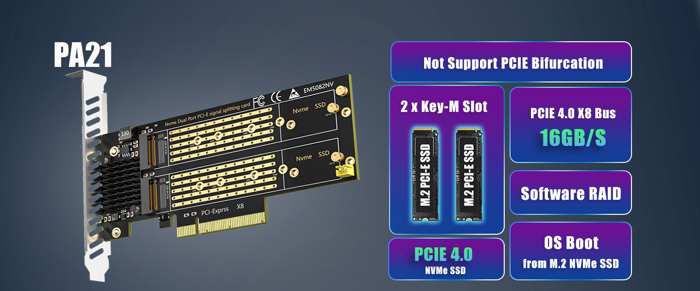 Dual M.2 NVMe to PCIe 4.0 X8