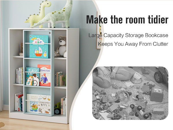 Bookcase with Sliding Storage Shelf