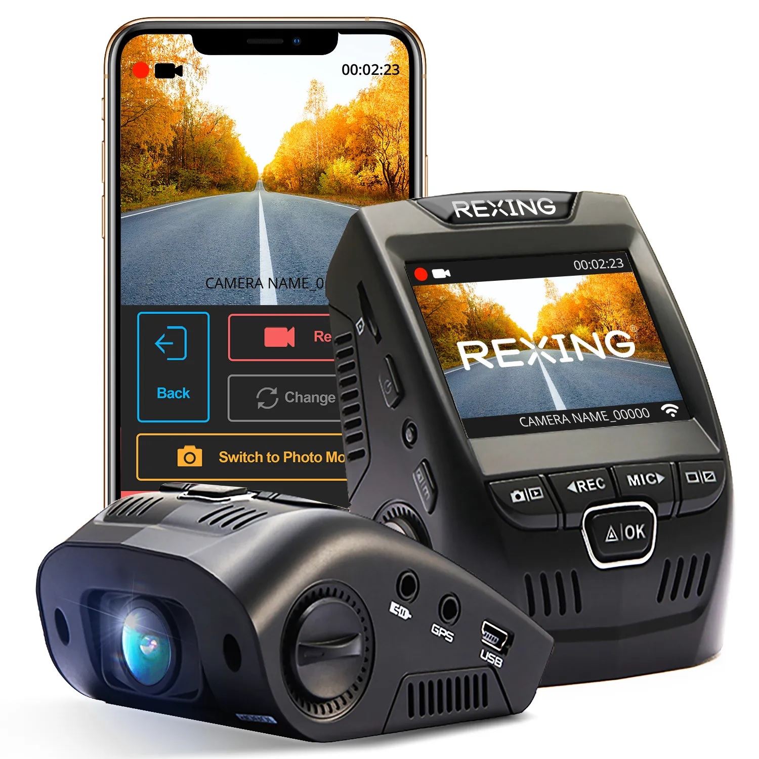 Caméra 170 Degrés Dash Cam 4K WiFi GPS Range Tour + Carte Mémoire