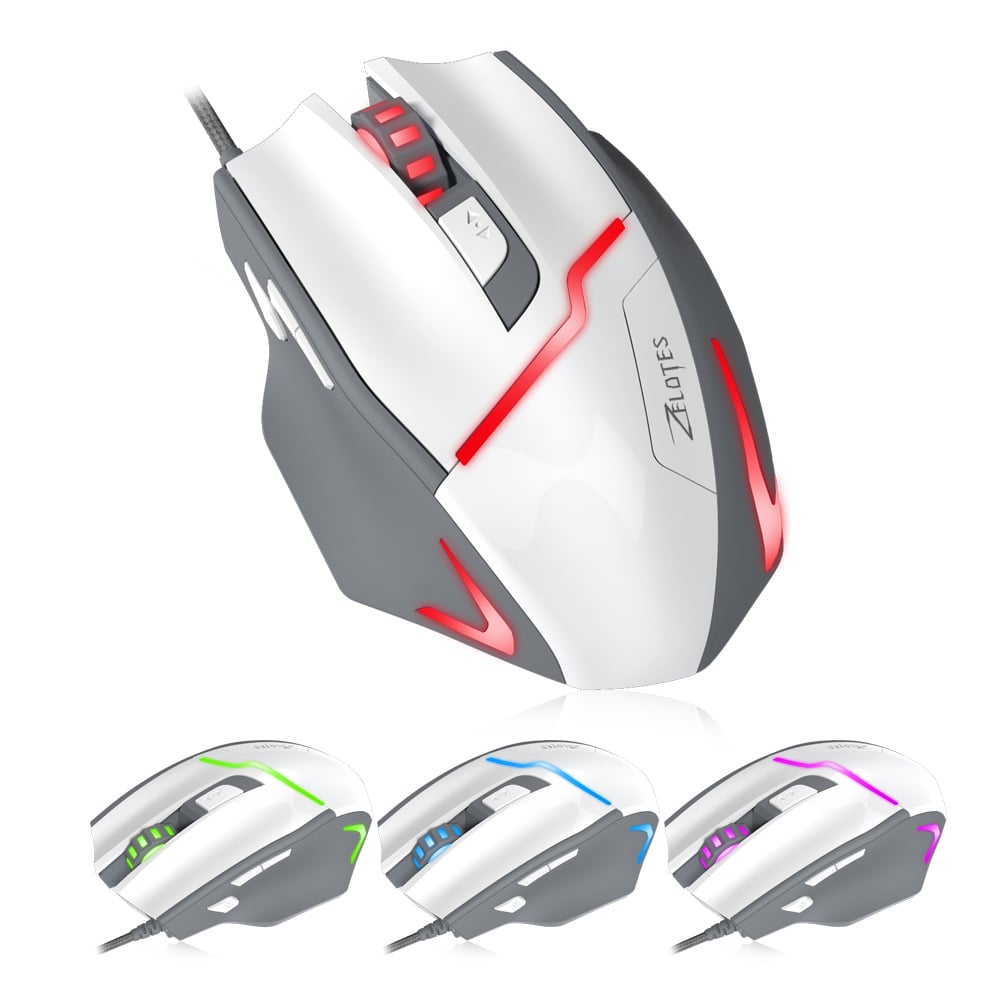 Gaming Maus Zelotes 7200 dpi 7 Tasten LED optische USB Wired Gamer Maus,Gaming Mäuse Mouse für PC MAC Neue Version 