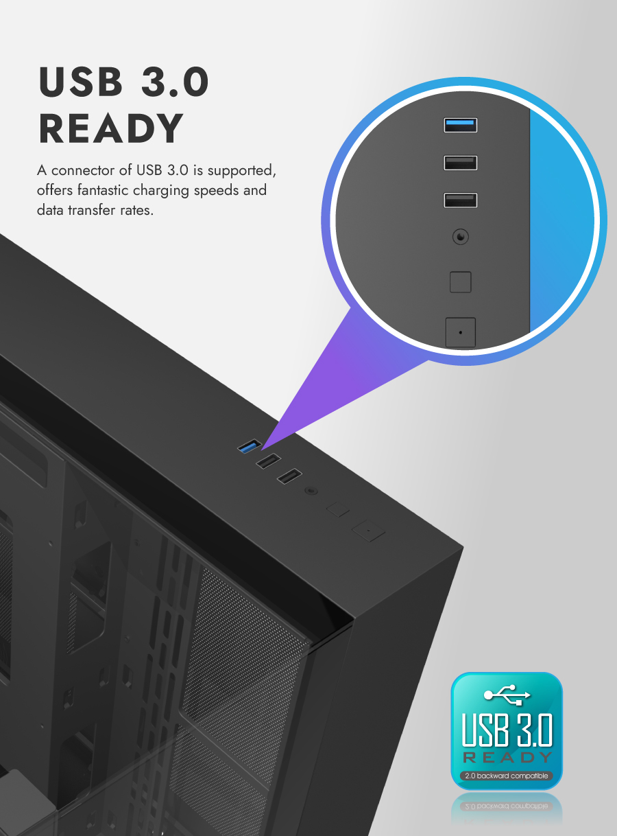 darkFlash TH285,ATX Mid-Tower Gaming Case,Triple-Sided Tempered Glass, 4× Pre-Installed Fans