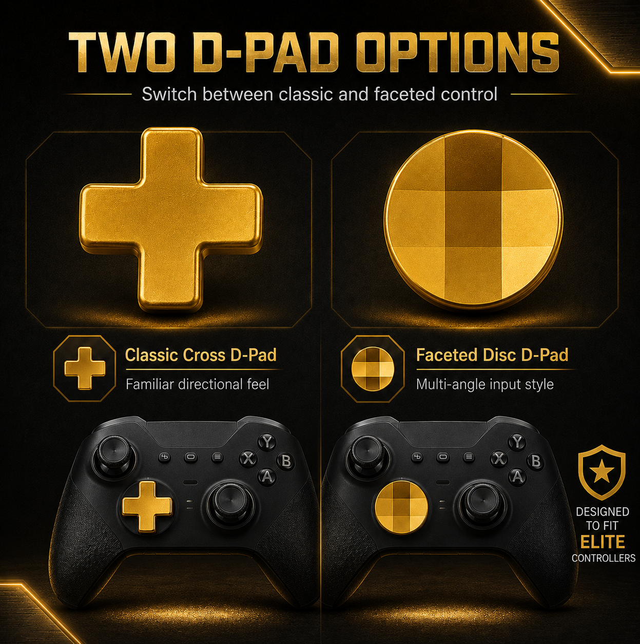 gold d pad replacement, classic cross d pad, faceted disc d pad