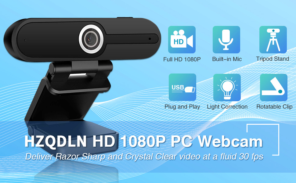 HZQDLN 1080P Full HD Webcam with Microphone