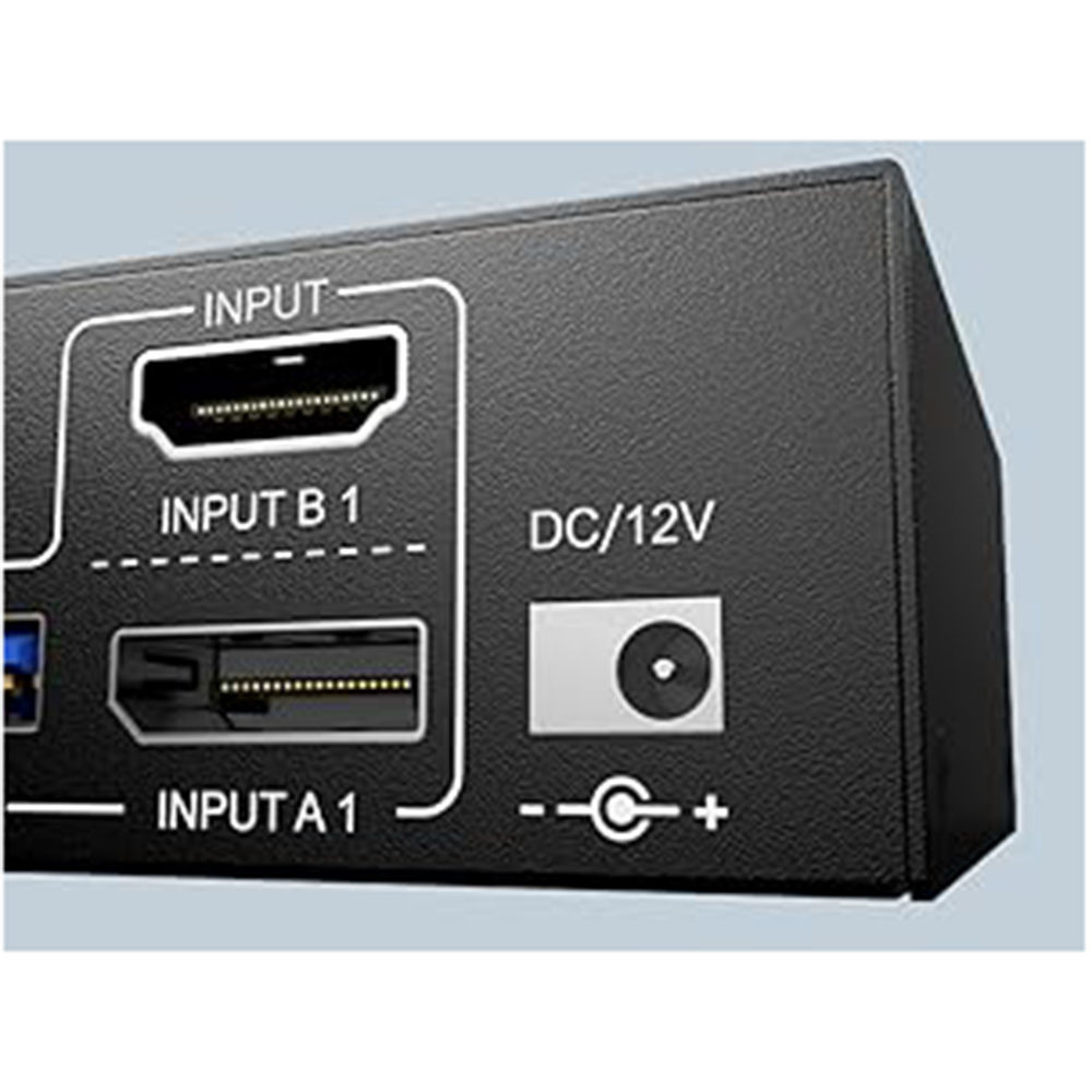 12V Power Adapter (Included) Make 2 monitors KVM switch work smoother and more stable when using hig