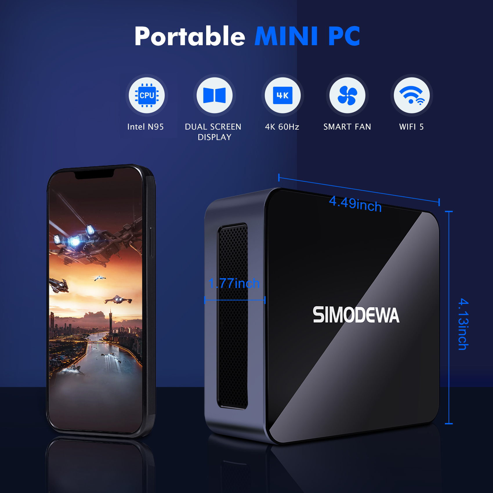 SIMODEWA Mini PC、Intel Core i5-11320H最大4.5GHz、Win 11 Pro Mini Computer対応16GB RAM 512GB NVMe SSD、デュアルHDMI 4K出力対応、3*USB 3.0、WiFi 6 MLLSE SIMODEWA B260 Mini PC Mini Desktop Computer with Intel Alder