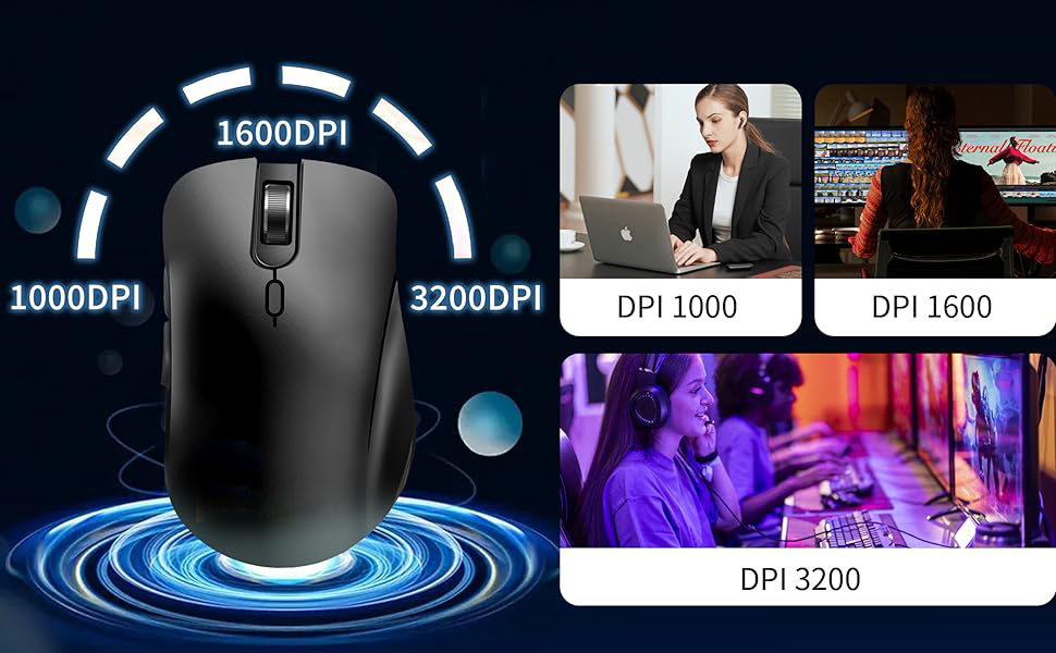 Wireless Mouse, 2.4G Ergonomic Optical Mouse, Computer 2.4G RF Wireless Mouse