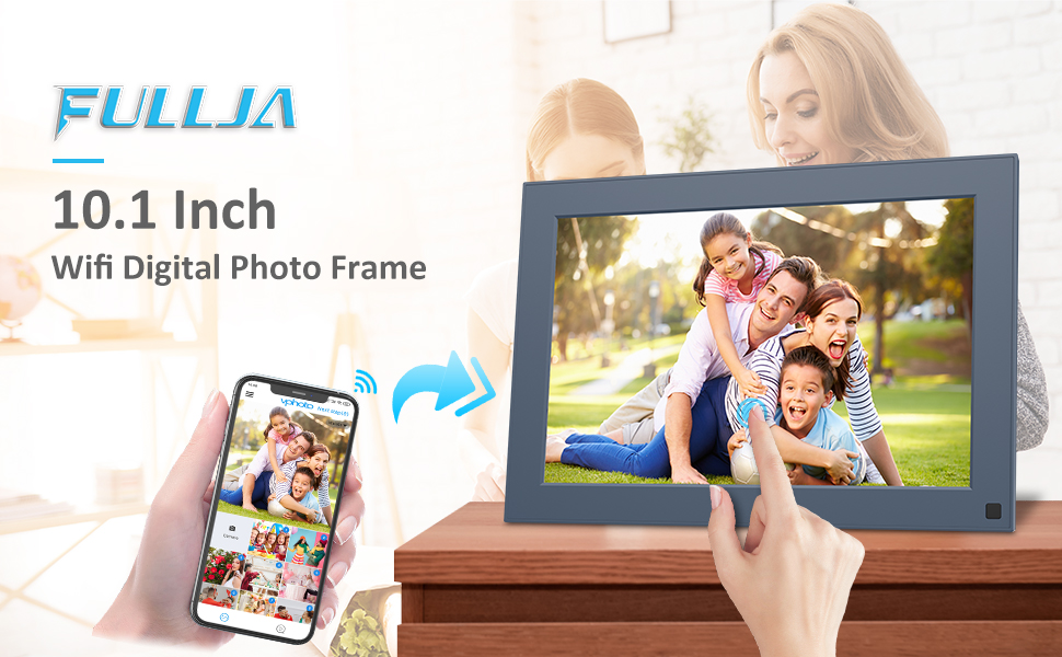 FULLJA 10 inch WIFI Digital Picture Frame Touch Screen IPS HD Display,  Smart Digital Photo Frame, 16GB Storage, Auto-Rotate, Motion Sensor, Share  Photos and Videos via iOS or Android App, Email, Cloud