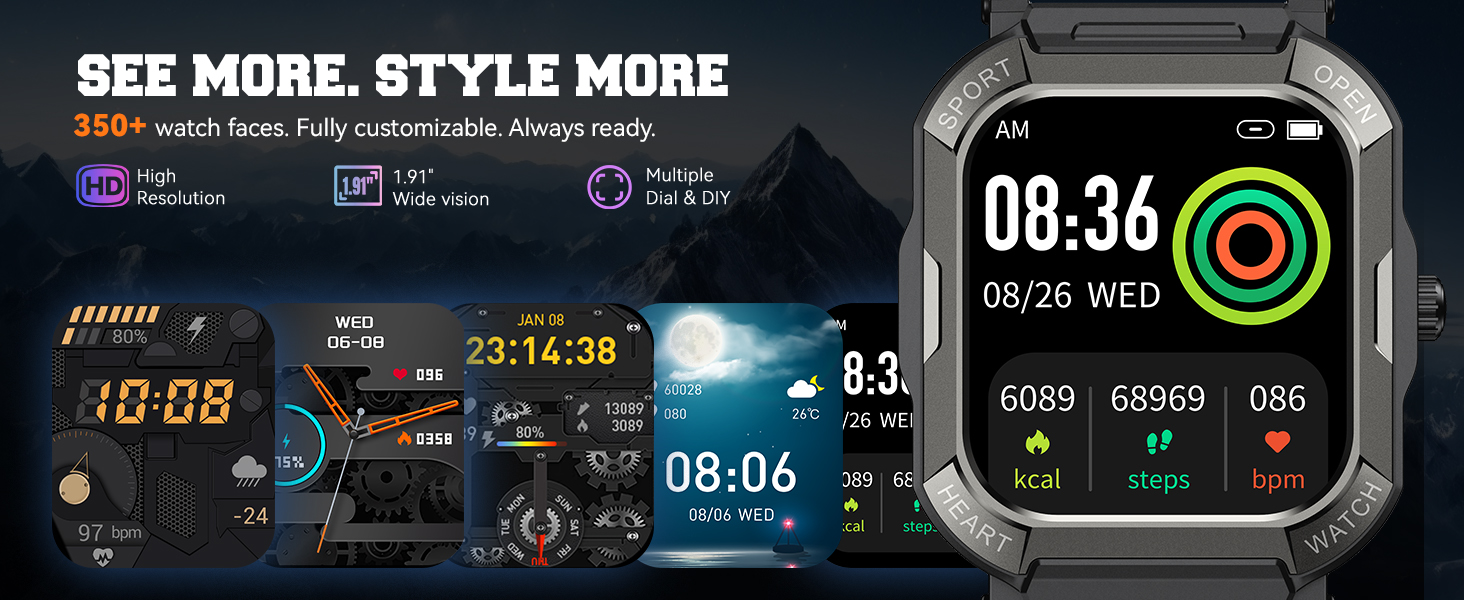 Military Smart Watches for Men (Answer/Make Calls), 1.91'' Fitness Smart Watch for Android & iPhone,