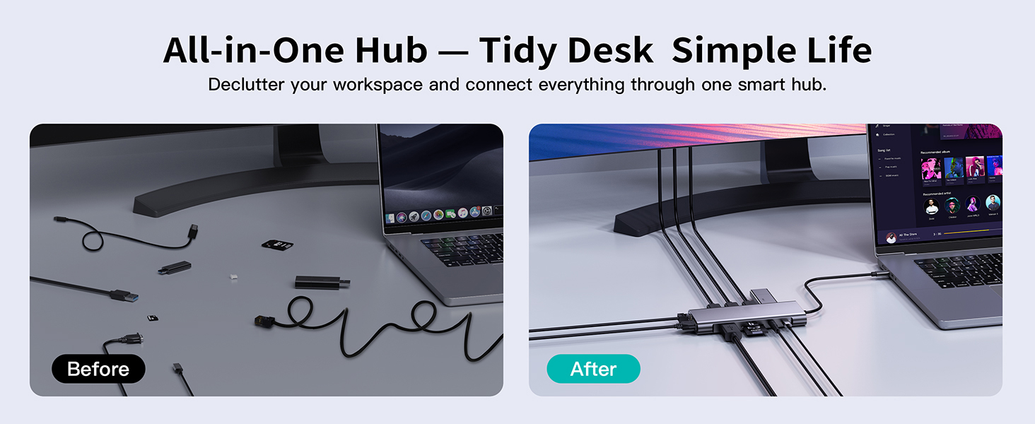 11-in-1 USB C Hub Multi-port Type C Adapter, USB C Docking Station with 4K HDMI, VGA 1080P,100W PD,