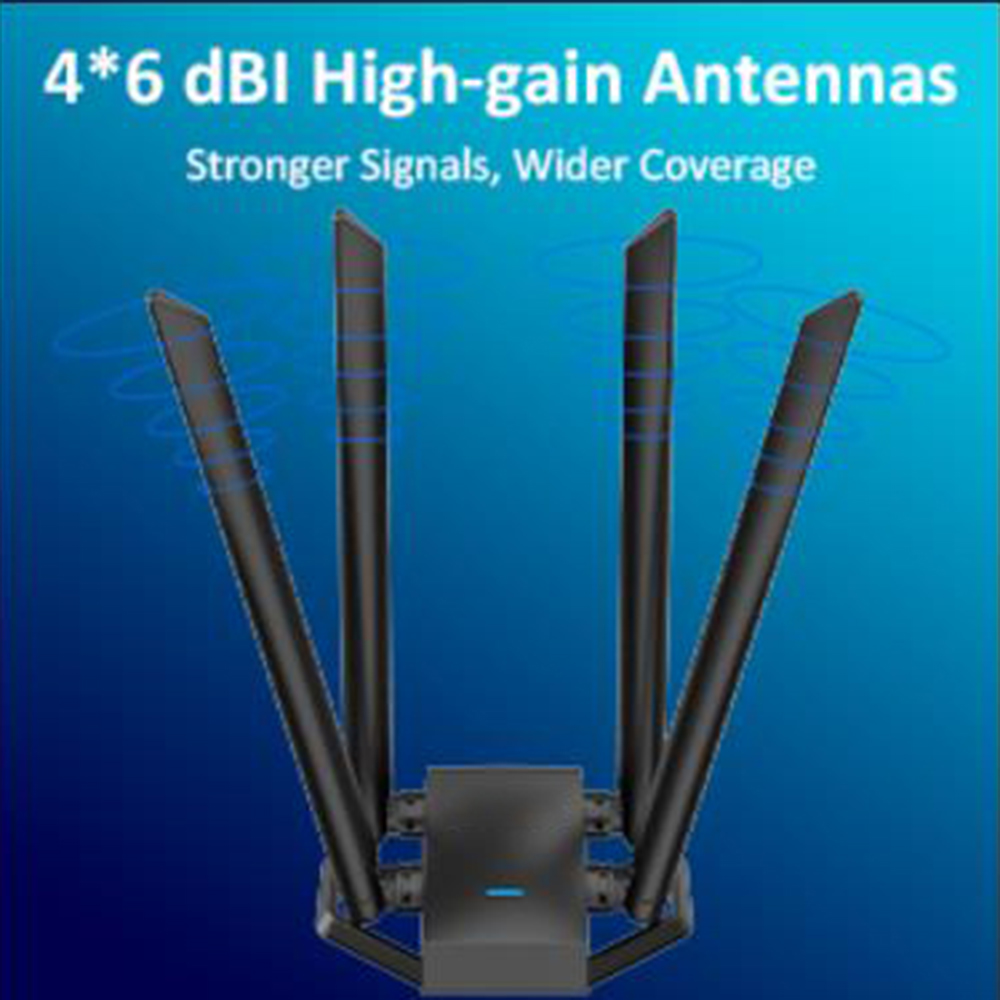 WiFi Range Extending Technology Wifi adapter for pc with 4 X external 6dBi antennas, you can get con