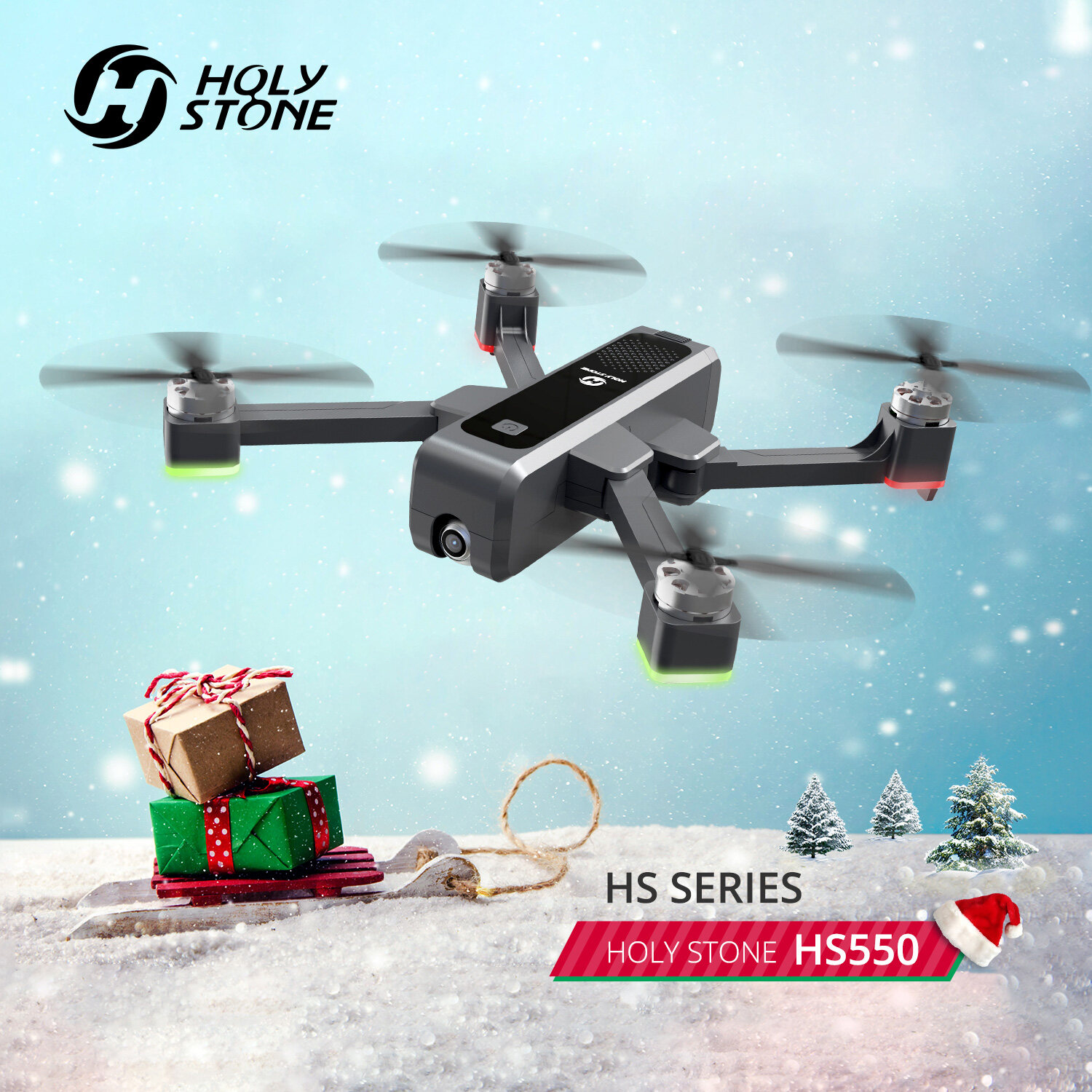 Holy Stone HS550 Brushless GPS RC Drone with 2K Camera Foldable Quad 3 Battery 