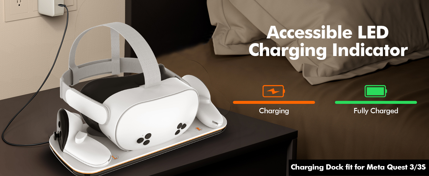 Charging Dock Compatible with Me-ta Quest 3/3S, VR Accessories Charging Station