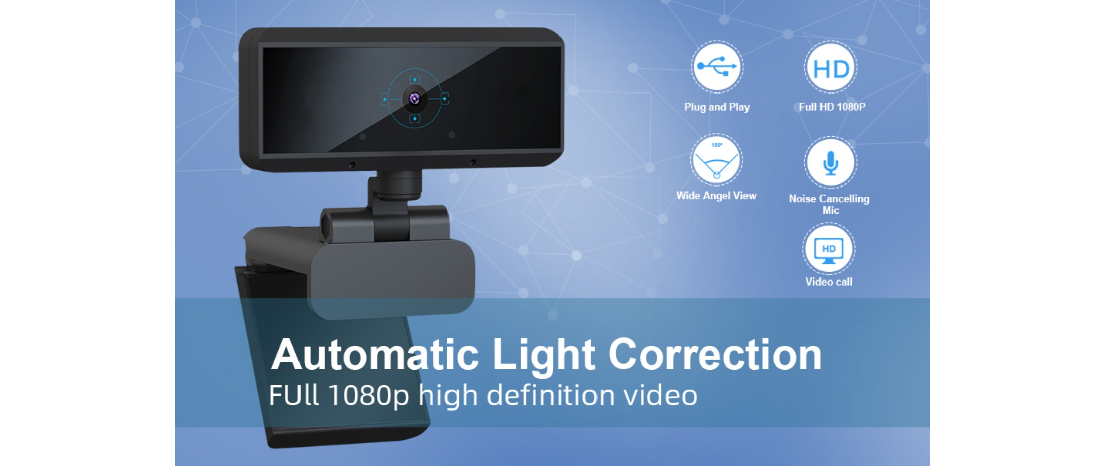 1080P webcam, auto light correction