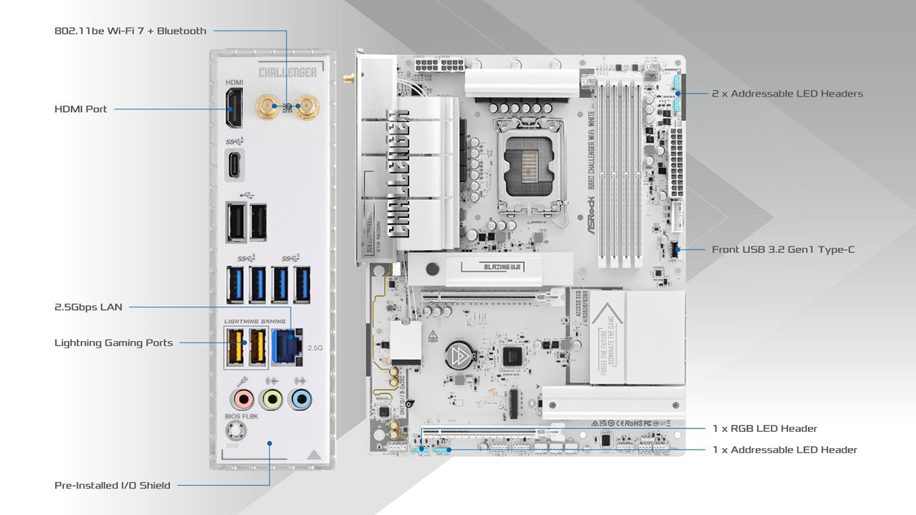 ASRock B860 CHALLENGER WIFI WHITE Motherboard
