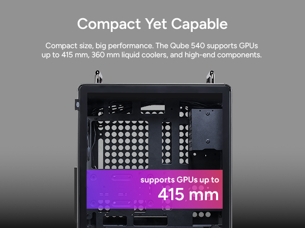 Cooler Master QUBE 540 Stardust Iron ATX Mid-Tower PC Case 