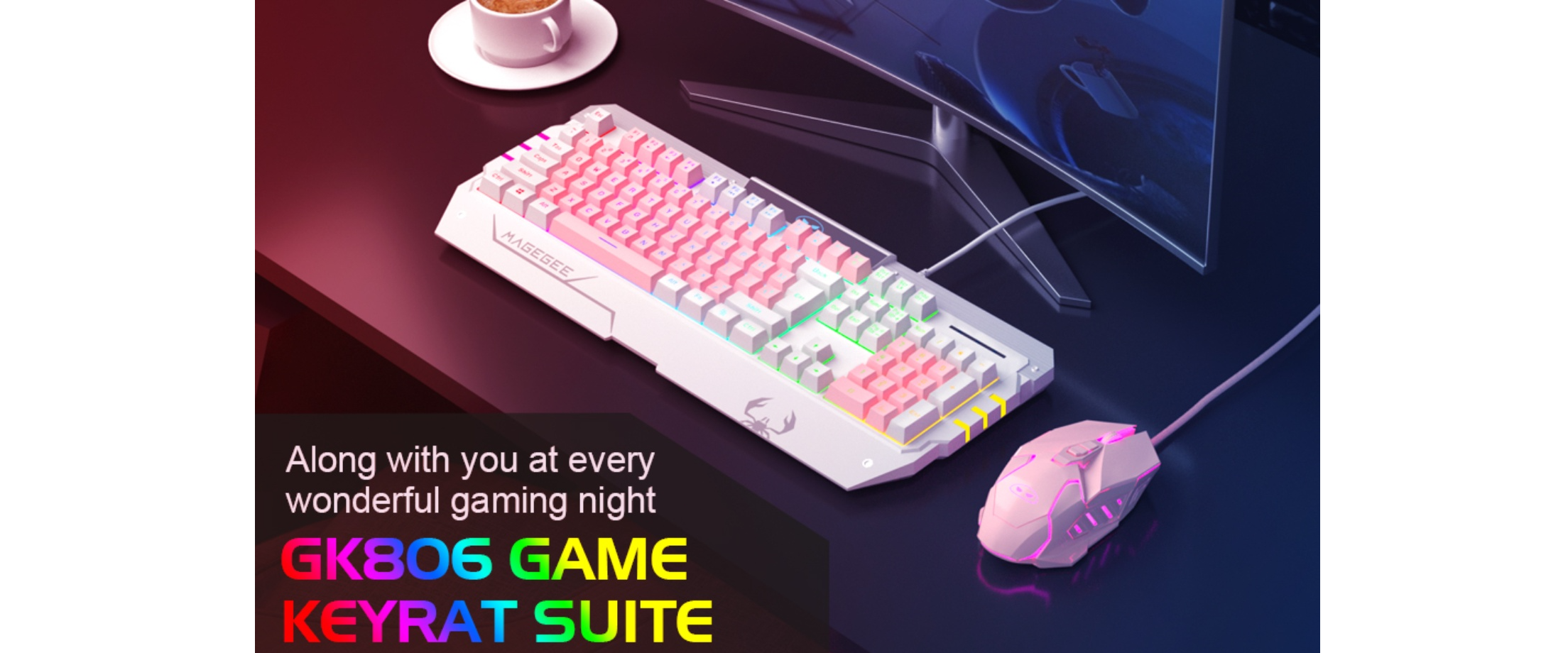 INMISS GK806 gaming keyboard mouse combo, RGB backlight, gaming workstation