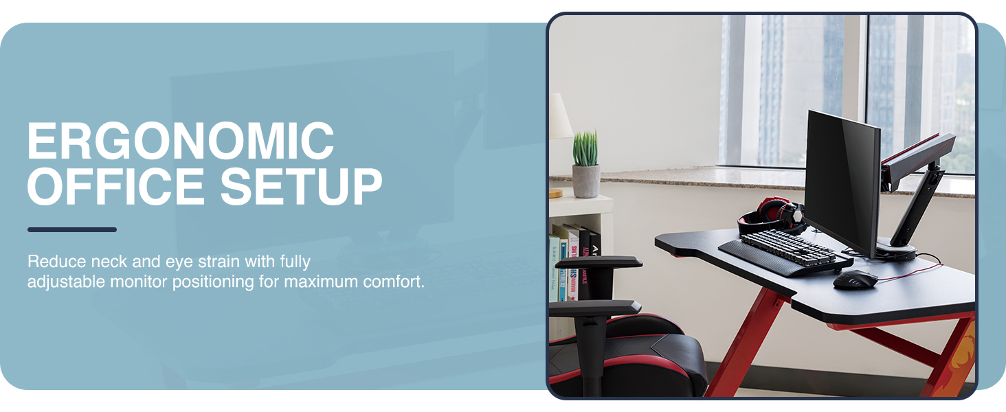 single monitor arm, LED monitor arm, RGB monitor arm, gaming monitor arm, VESA mount, ergonomic