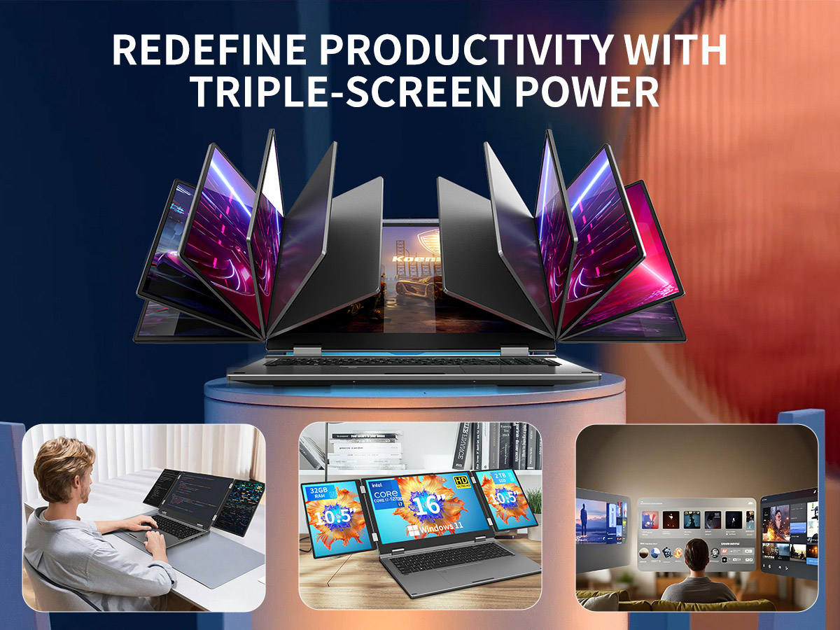 Triple screen laptop