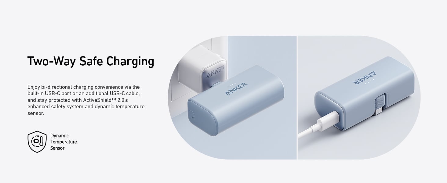 Anker Nano Power Bank with Built-in Foldable USB-C Connector, 5,000mAh  (Blue)