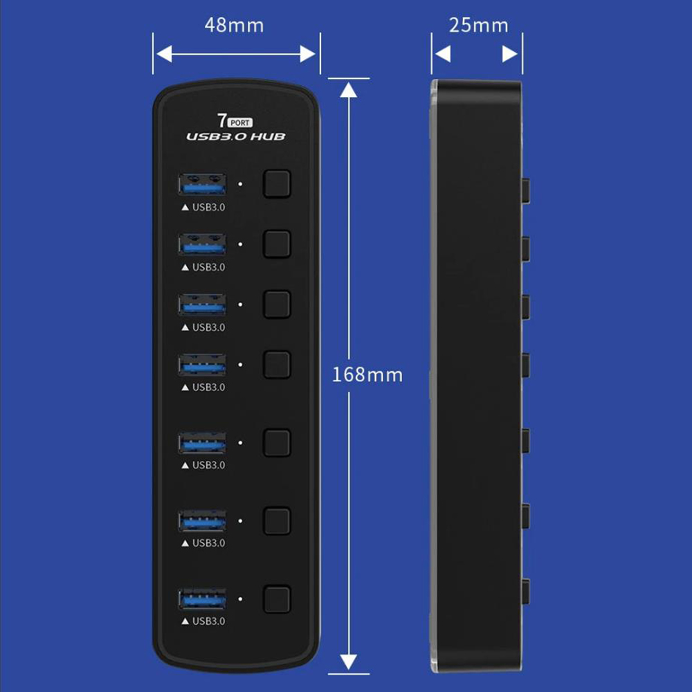 Hitoor USB 3.0 Hub, RGB 7 Ports USB 3.0 Hub with 14 Mode RGB LED Strip, 5Gbps High Speed