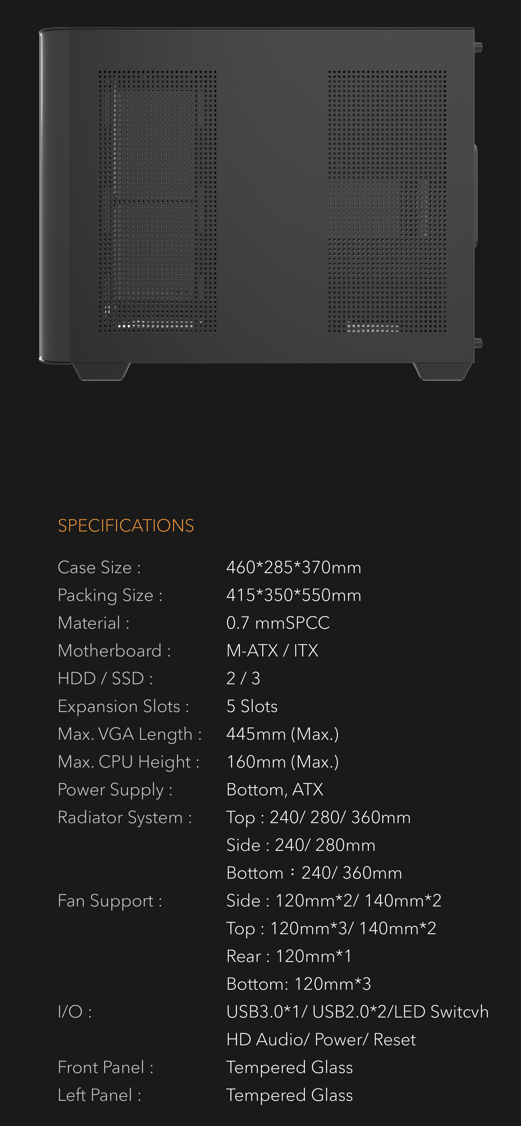 darkFlash DPW90M,Micro-ATX PC Gaming Case,3×Pre-Installed ARGB PWM Fans