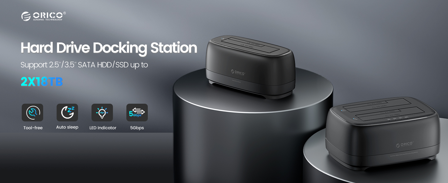 ORICO Dual Bay Hard Drive Bay Docking Station USB 3.0 to SATA III for 3.5inch HDD