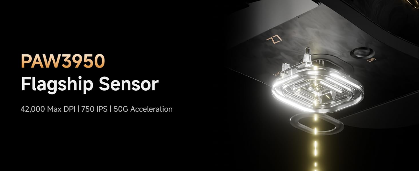 Z7 Carbon Fiber Shell Wireless Gaming Mouse with 42000 DPI, PAW3950 Sensor, Kailh Optical Switch