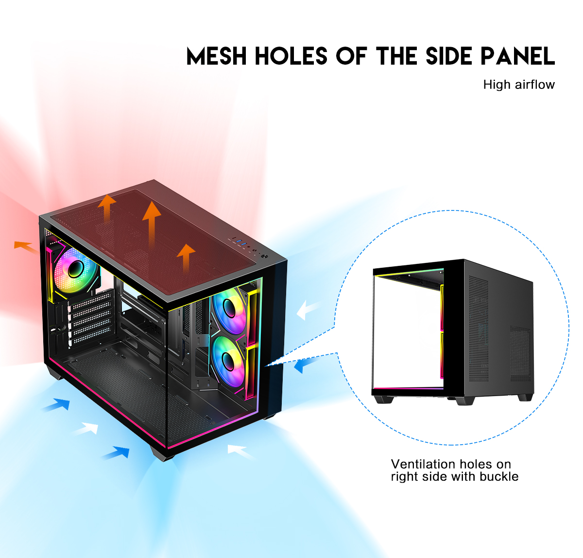 DIYPC IDX4-MicroATX-ARGB Black Micro ATX Gaming Computer Case